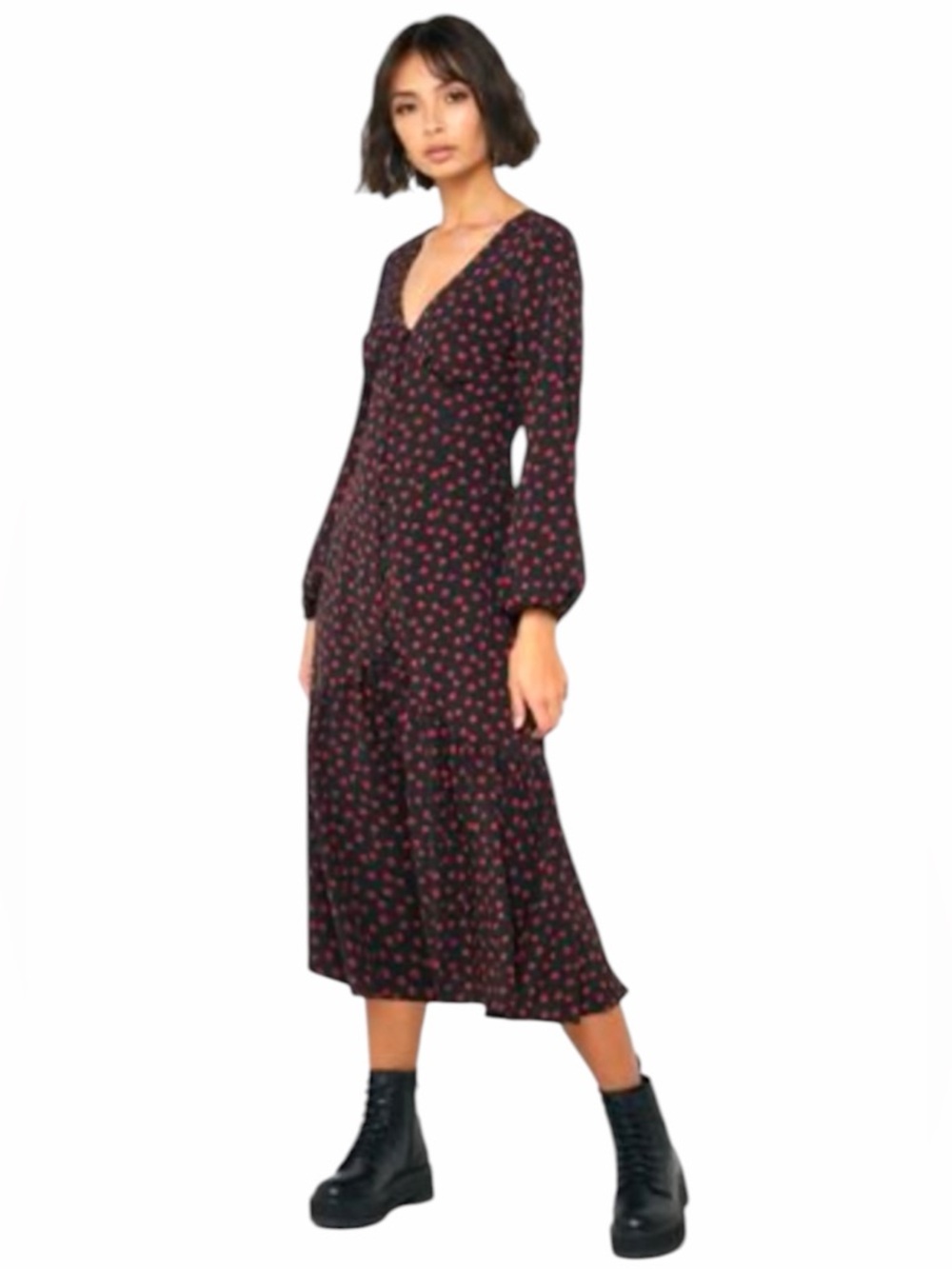 Topshop Rose Print Midi Dress – Size US 2 / UK 6 🌹